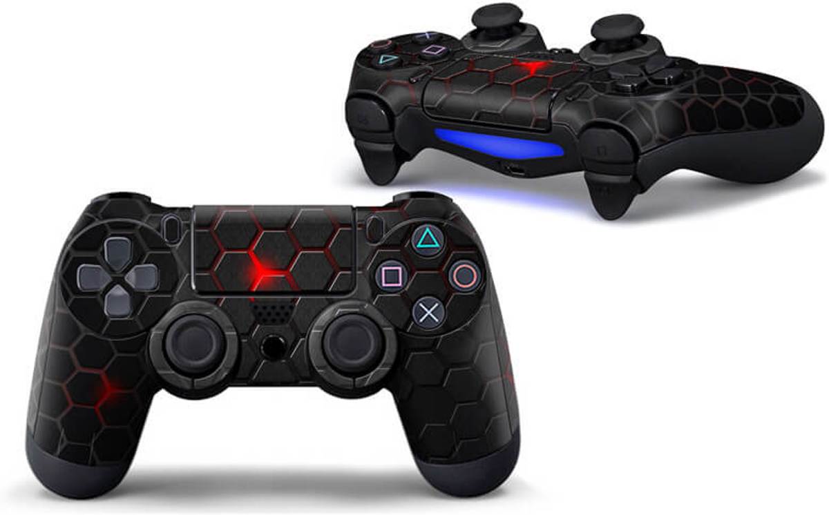 Hexagon Black Red  PS4 Controller Skin